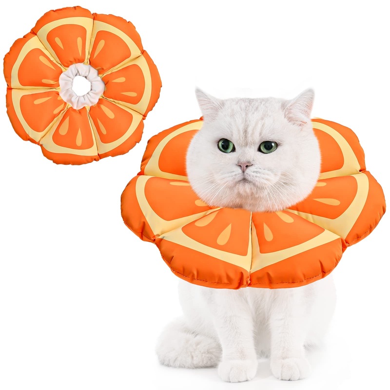 Avont Cat Cone Collar Soft, Adjustable Recovery E Collar Alternative for Cats Kittens Puppies, Elizabethan Neck Cone of Shame to Prevent Licking Biting After Surgery Protect Wounds -Tangerine(S) Tangerine Small (under 6.6lb)