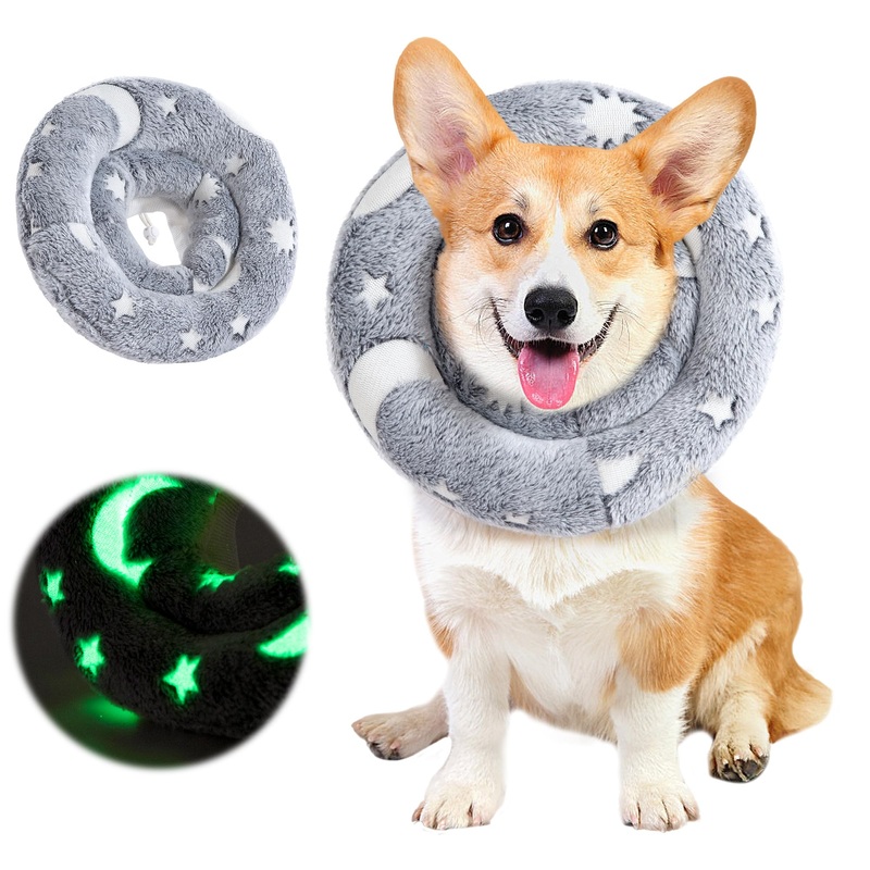 BALAPET Adjustable Soft Dog Cone Pet Recovery Collar for Dogs After Surgery Glow in The Dark Design Protective Elizabethan Collar Not Block Vision Fit for Dogs Recovery and Stop Licking(S) S