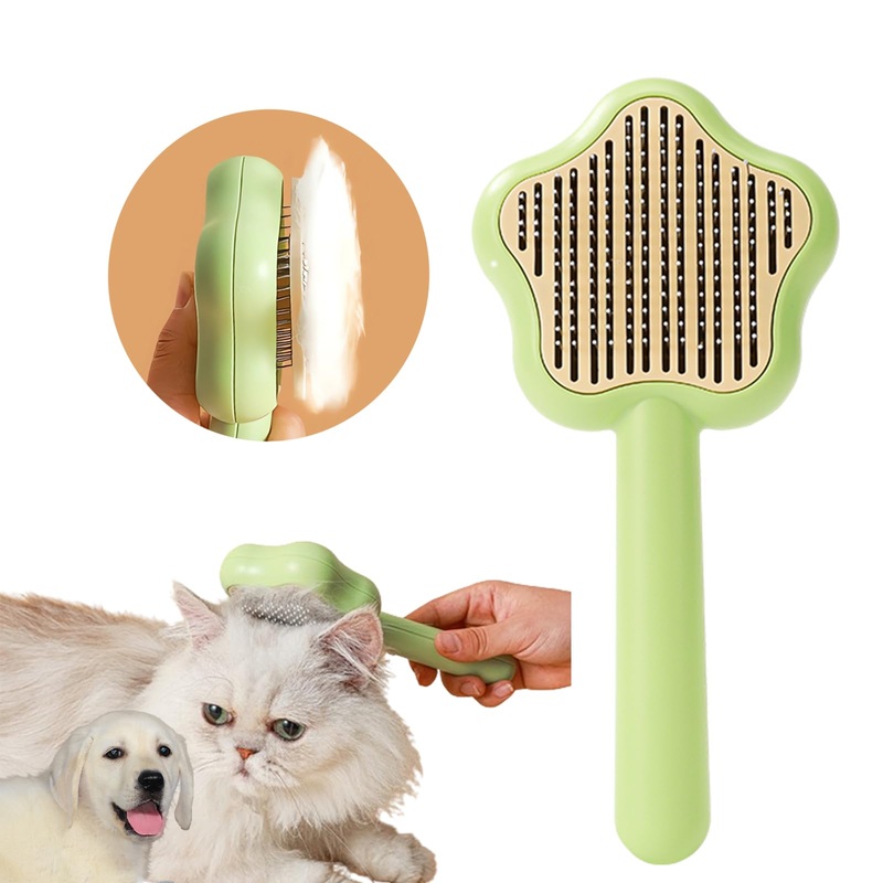 Cat Brush Dog Brush Cat Hair Brush with Release Button Cat Brush for Shedding Pets Brushs Pet Hair Cleaner Brush Self-cleaning Cats Comb Cat Grooming Supplies Brush for Short Long Hair Cat Dog