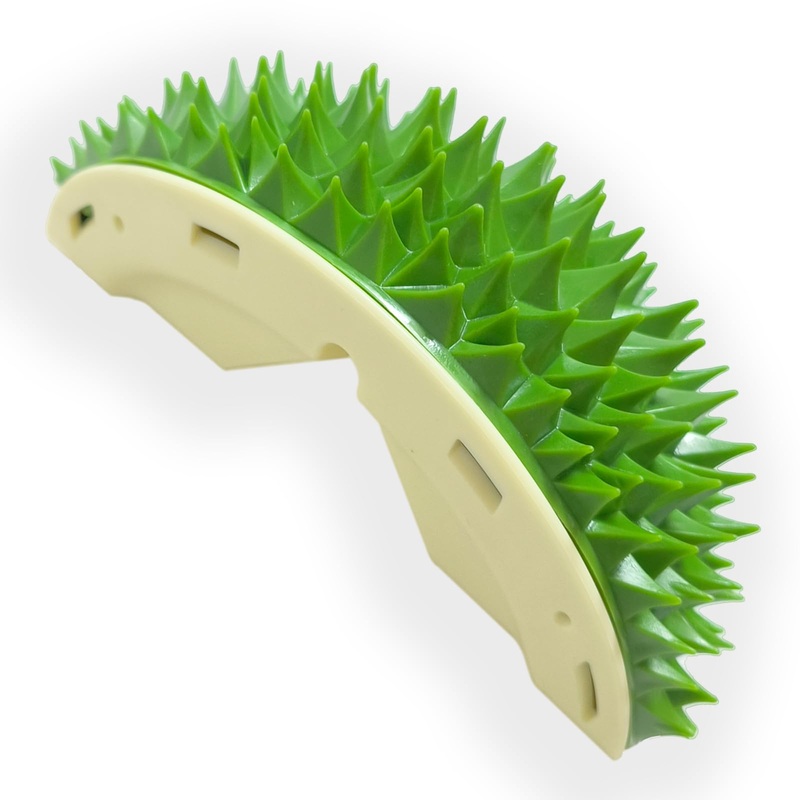 Cat Hair Brush with Catnip, Durian Shell Design Cat Grooming Brush for Long Short Fur Indoor Cats Kitten, Green