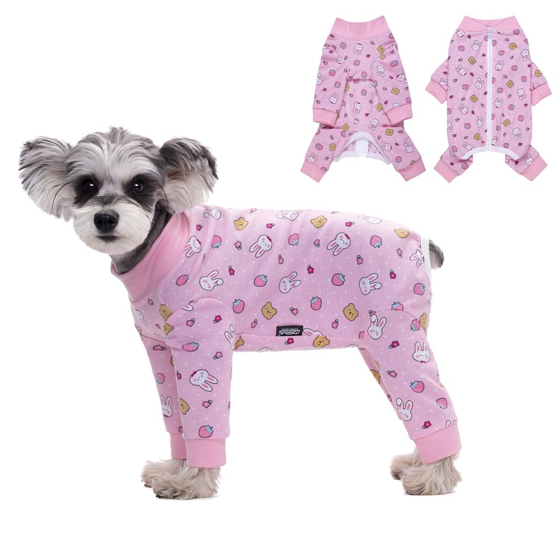 Dog Bodysuit Surgery Recovery Suit for Female Dogs,Small and Medium-Sized Dogs Zipper on Back-Post-Spay Dog Surgery Recovery Suit Puppy Cat Long Sleeve Onesies Bodysuit After Surgery Wound Protective Pink