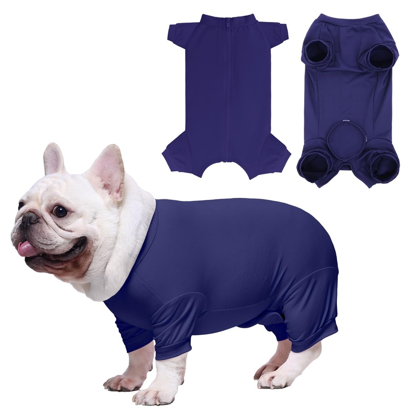 Dog Surgery Recovery Suit After Spay, Blue Dogs Surgical Recovery Suit, Highly-Stretchy Dog Onesie, Pet After Surgery Wear Substitute E-Collar & Cone Medium