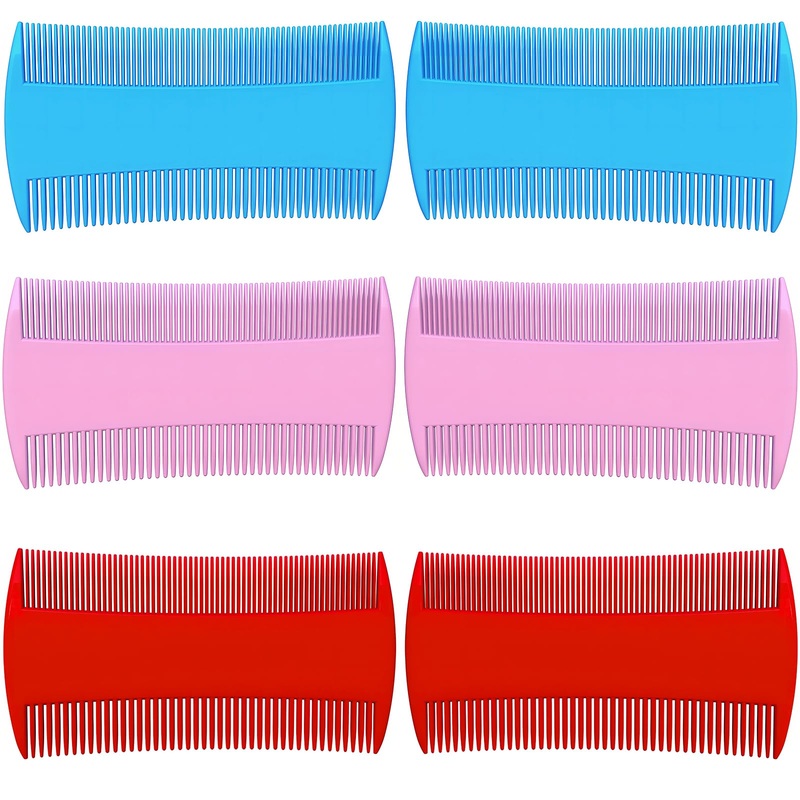 Double-Sided Pet Grooming Comb Set, 6-Pack Flea and Lice Combs with Rounded Teeth, Professional Dematting Tool for Pets
