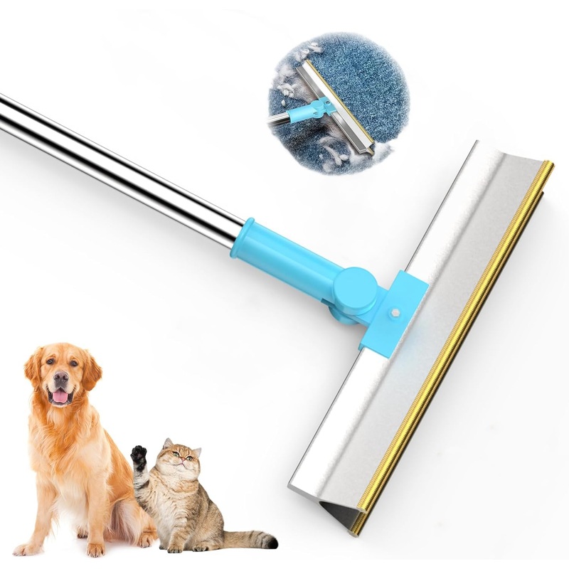 FGriD Carpet rake for pet Hair Removal, Reusable 51 “Adjustable Long Handle and Metal Edge Design can be rotated 180 for Cleaning Carpets, Foot MATS, Sofas, Furniture