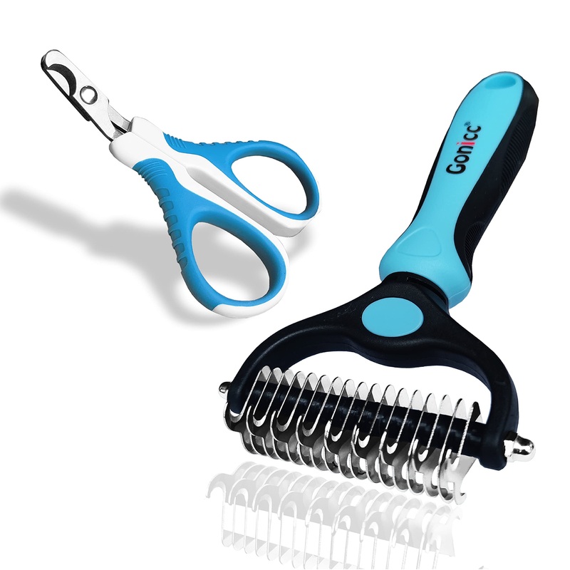 gonicc Professional Pet Nail Clippers and Dematting Comb with 2 Sided – Best for Cats, Small Dogs and Any Small Pets. Sharp Angled Blade Pet Nail Trimmer Scissors.