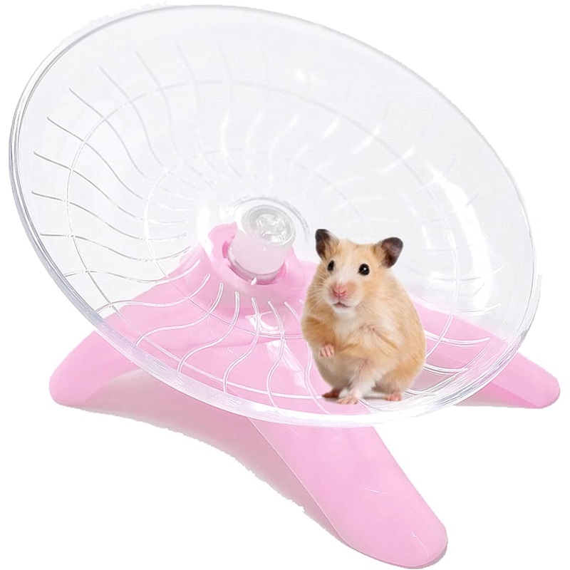 Hamster Flying Saucer Silent Running Exercise Wheel for Hamsters, Gerbils, Mice,Hedgehog and Other Small Pets Silent Running Wheel Hamster Wheel (Pink) Pink