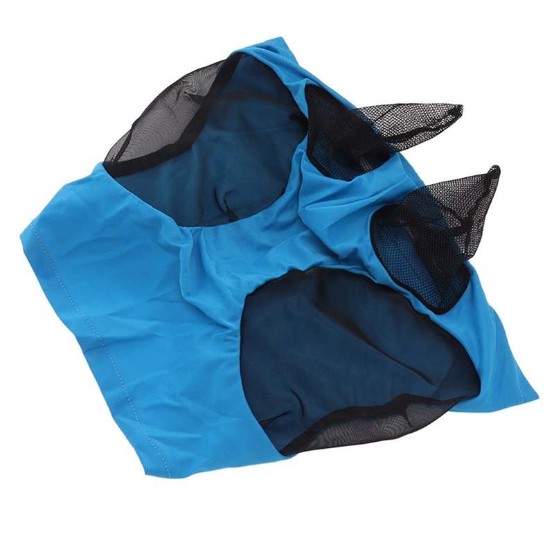 Horse Mesh Fly Mask Breathable Elastic for Ears Riding Equestrian (Blue)