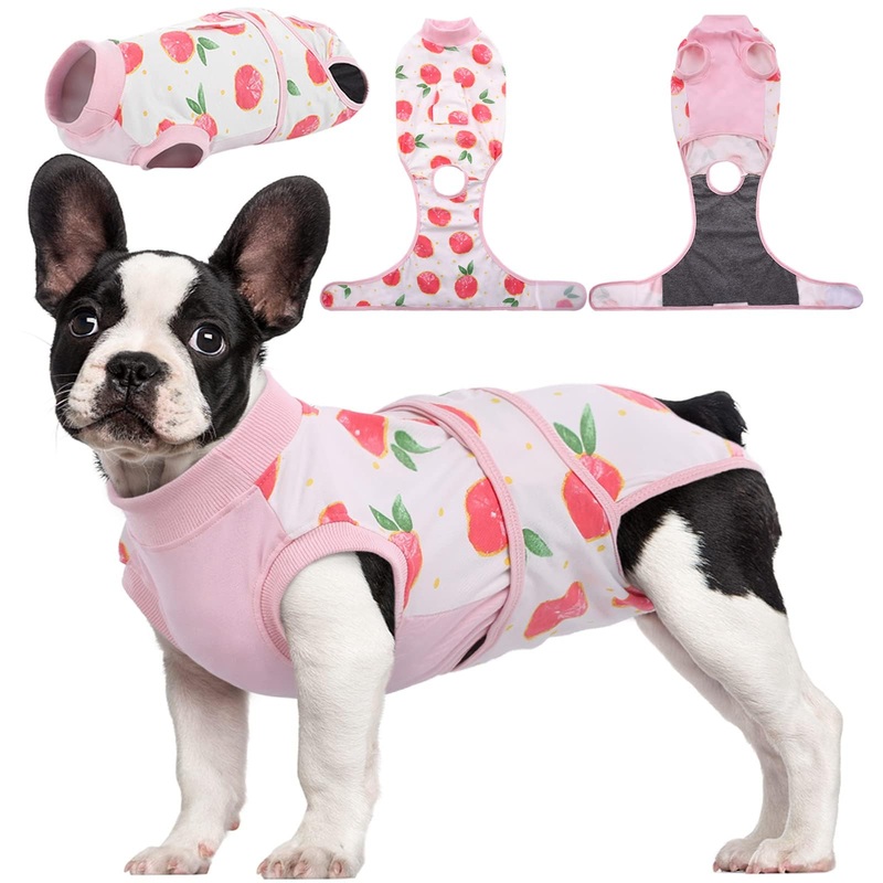 Kuoser Recovery Suit for Dogs Cats After Surgery, Professional Pet Recovery Shirt Dog Abdominal Wounds Bandages, Substitute E-Collar & Cone,Prevent Licking Dog Onesies Pet Surgery Recovery Suit Small (Back:11.4-13.4”, Weight:7-15 LB) Pink