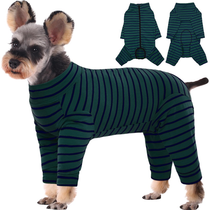 Kuoser Recovery Suit for Small Dogs After Surgery, Long Sleeve Dog Surgery Recovery Suit, Dog Onesie for Abdominal Wounds Skin Disease, Anti-Licking Pet Surgical Snugly Suit, Green S S (Back Length: 12.2”)