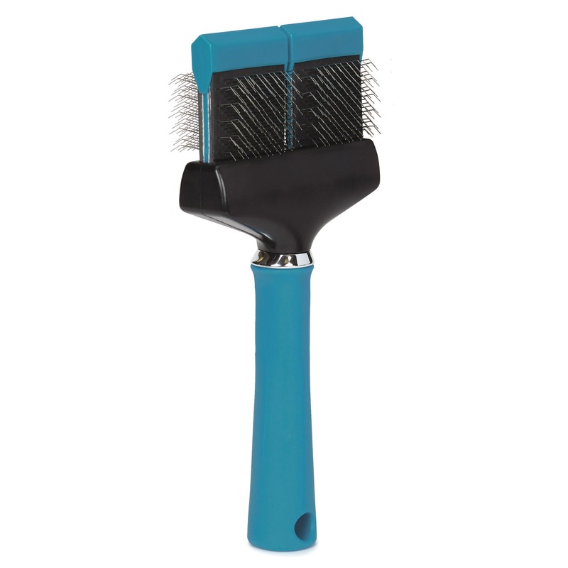 Master Grooming Tools Double-Sided Hard Flexible Slicker Brushes  Versatile Brushes for Grooming Dogs – Green, 8″L x 4″W, Large, Teal Double-Hard