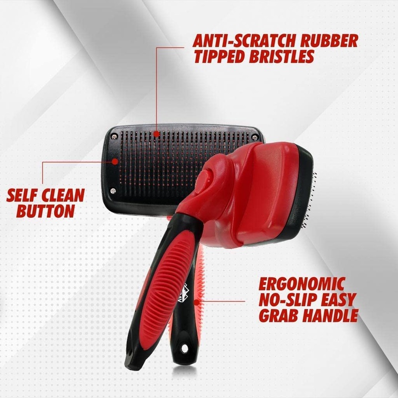 Self Cleaning Slicker Brush  Dog Slicker Brush Removes Loose Undercoat, Mats & Tangled Hair  Pet Slicker Brush for Small, Medium & Large Cats & Dogs with All Hair Types  with Retractable Bristles