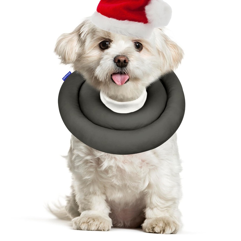 Soft Dog Cone for Recovery, Adjustable Pet Cone Alternative, Comfy Elizabethan Collar for Small Dogs and Cats After Surgery, Grey, S S(Neck Girth:2”-10.5” Height:5.9”-7.9”)