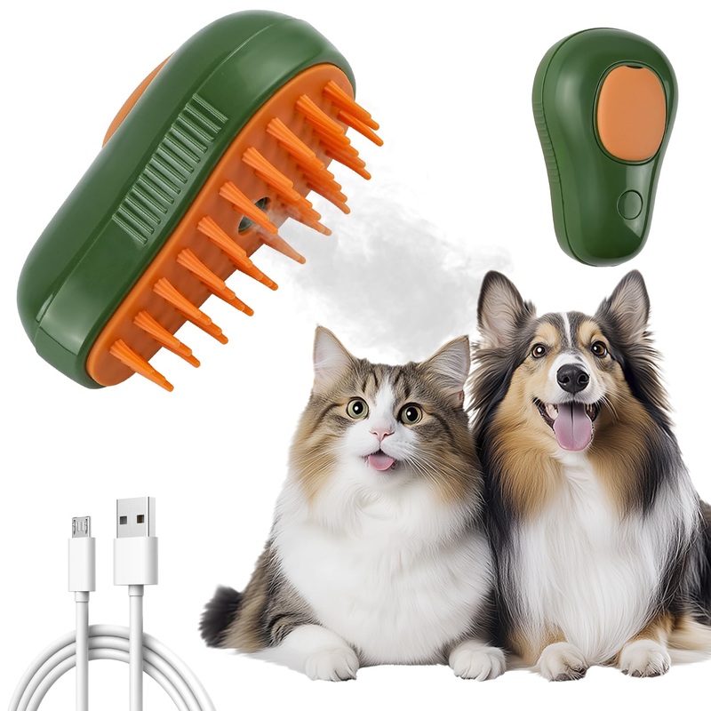 Steam Brush for Cats, 5 in 1 Cat Steam Brush, Rechargeable Cat Brushes for Indoor Cats, Spritz Defur Comb for Cats, Portable Cat Brush with Steam for Massage, Grooming and Removing Loose Hair.