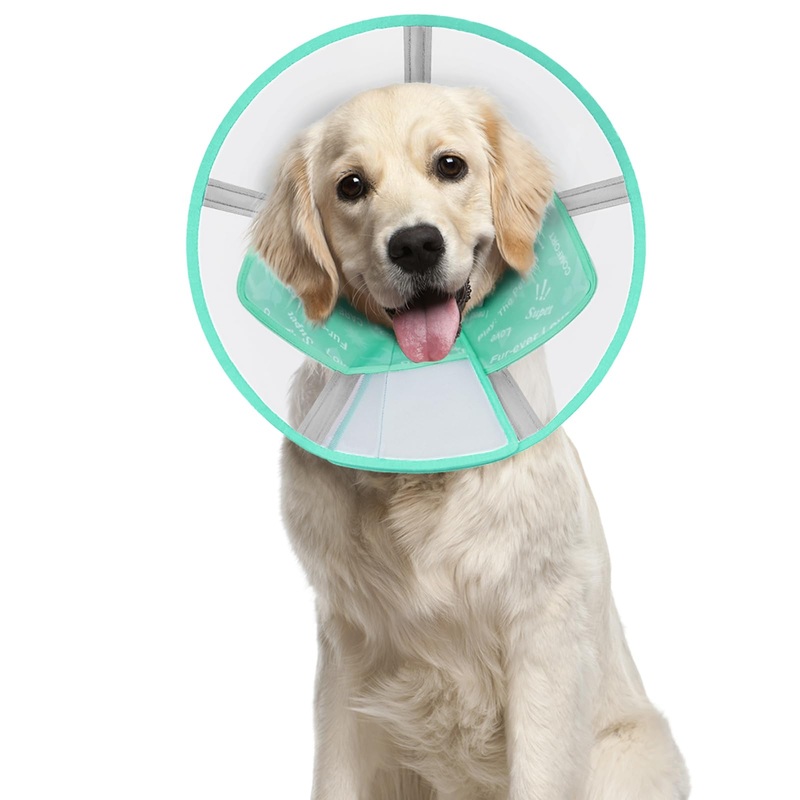 Supet Large Dog Cone Collar, Elizabeth Collar with Soft Fabric, Cone for Dogs After Surgery to Stop Licking, Dog Head Cone (L) L(Neck Girth: 13.9-17.3”) Green