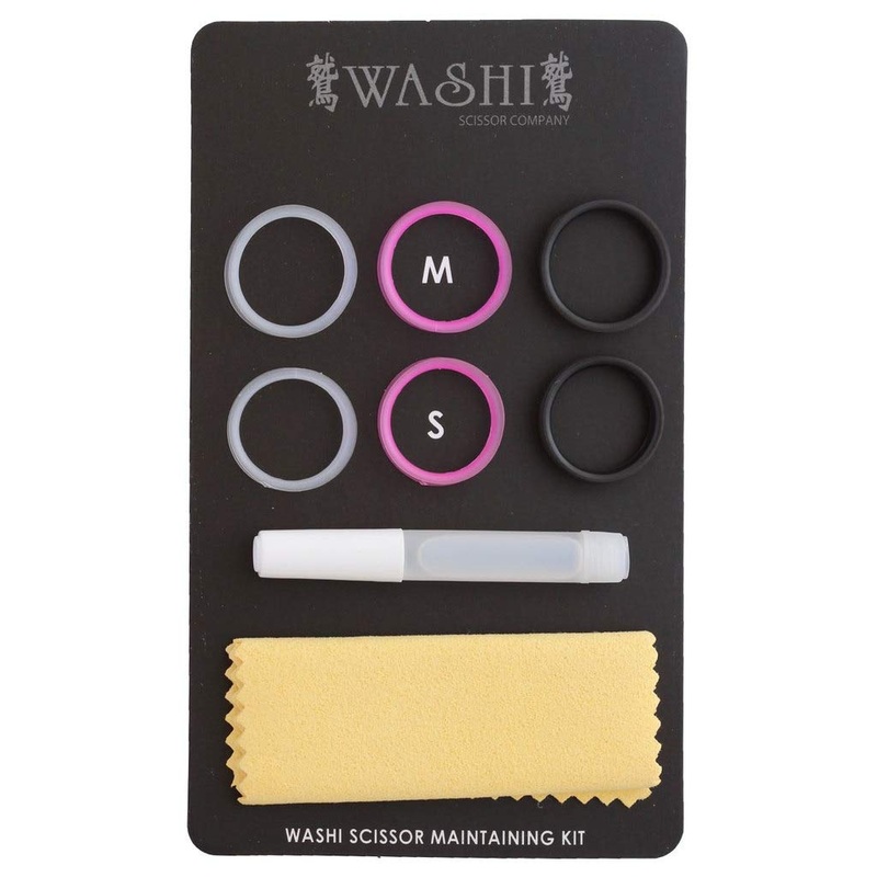 Washi Shear & Scissor Maintenance Kit – Includes Cleaning Cloth, Shear Oil, and 6 Finger Sizing Rings. Accessories for Hair Stylists and Pet Groomers