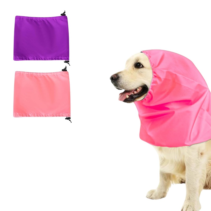 2 Pcs Dog Shower Caps Waterproof Dog Ear Covers with Adjustable Strap Bathing Dogs Ears Protection for Bath Dog Ear Wrap Pets Shower Rain Water purple+pink
