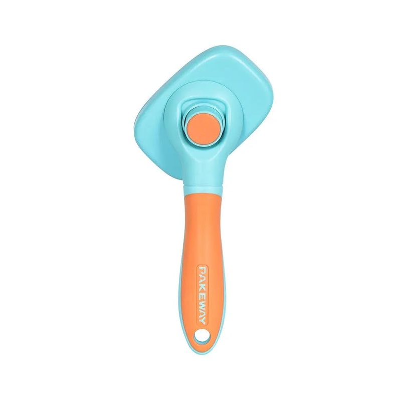 360-degree Rotating Head Self-Cleaning Dog&Cat Slicker Brush, Cat Brush with Release Button, Indoor Cats Shedding, for Cat and Dog Grooming (Green & Orange) Green & Orange