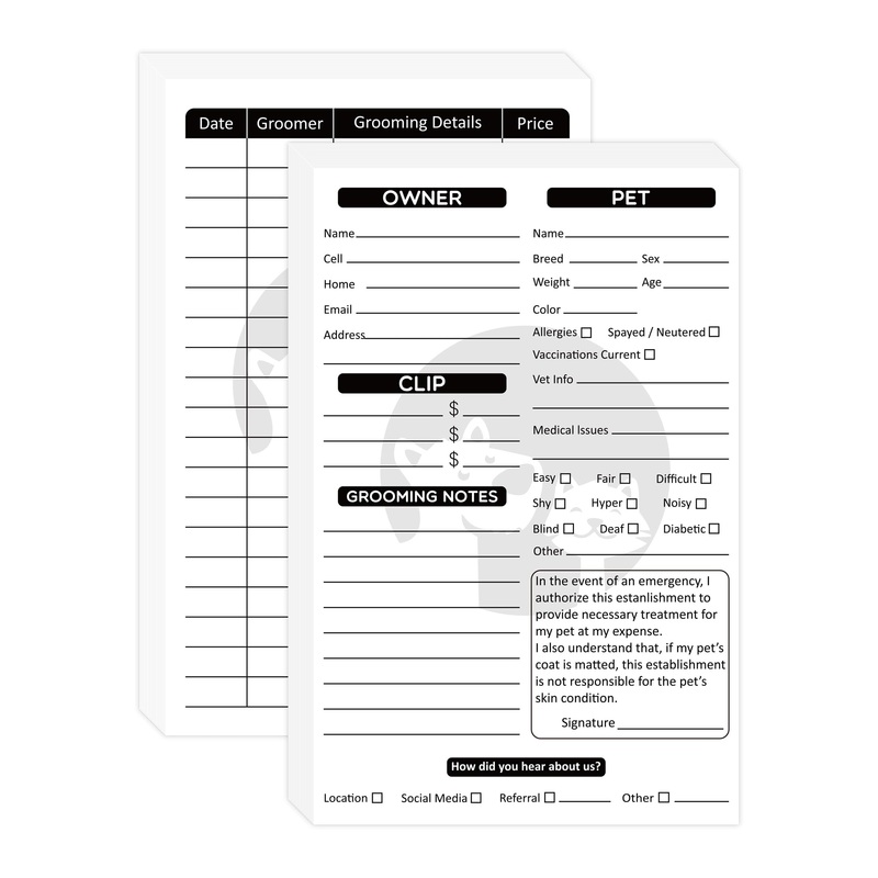 54 Pack Pet Grooming Cards Customer Information Form Contact Profile Extender for Professional Dog and Cat Beautician Kennel Care