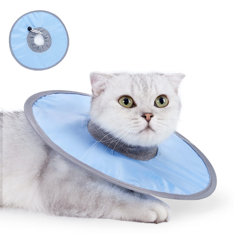 Adjustable E Collar Cat Cone Collar Waterproof Lightweight Recovery Collar for Cats Small Dogs Kitten Puppy After Surgery Prevent Licking(Blue,M) Blue-Medium