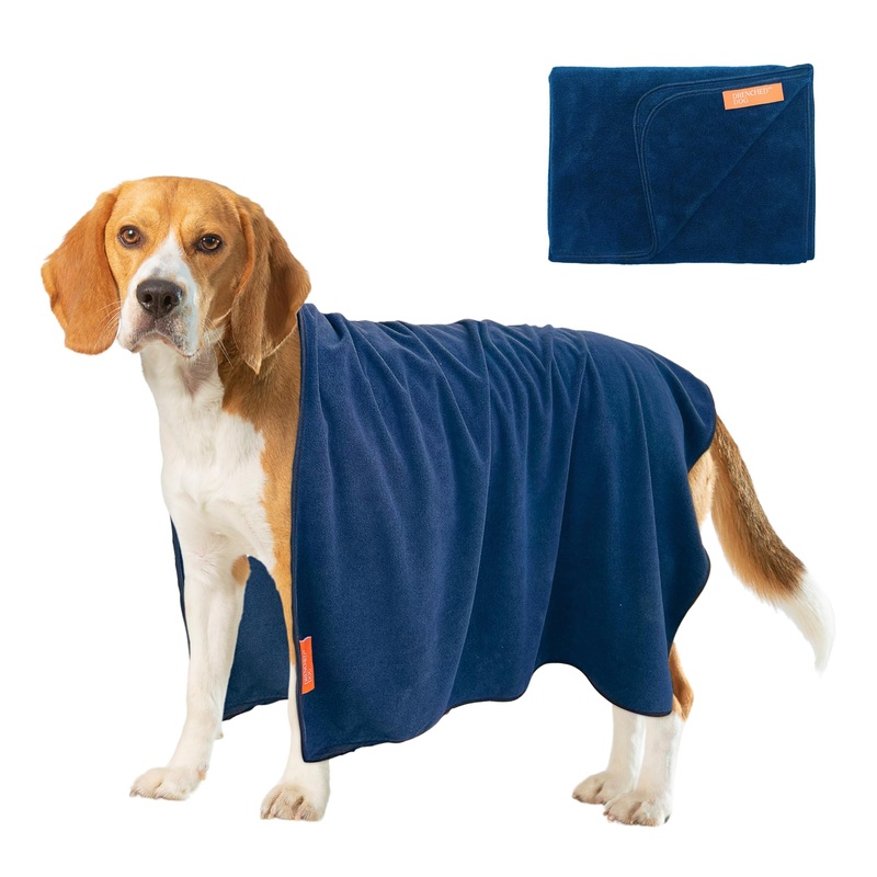 Bath Towel for Drying Small/Medium Dogs  Ultra-Soft Heavy Duty Microfiber, Super Absorbent Dog Towel, Quick Dry and Machine Washable, Must Have Pet Bathing Supplies, Dark Blue, 21.6x32in