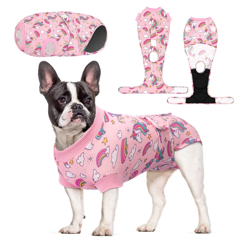 CuteBone Dog Surgery Recovery Suit Cat Surgical Onesie Female Body Suits Male Prevent Pet from Licking Wounds SSF02L Large Unicorn