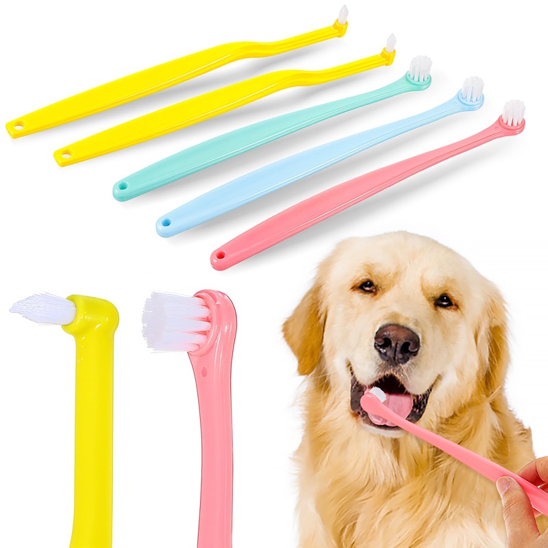 Dog Toothbrush Cat Toothbrush 5Pcs Tooth Brushing Kit with Micro Round for Puppy Kitten Teeth Cleaning Brush for Sensitive Gum Dog Dental Care Kit for Small Breed Dogs Reduce Bad Breath