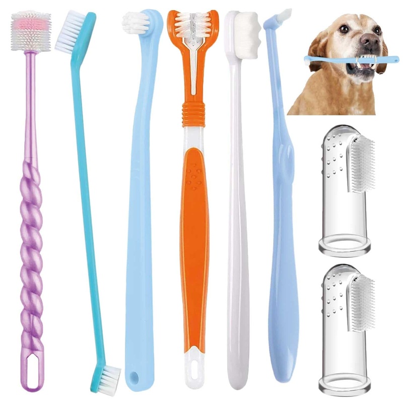 Dog Toothbrush Set,Finger Rubber Toothbrushes/Double Head Pet Tooth Brush/Triple Head Dog Toothbrushes/360 Cat Toothbrush/Multi-Angle Dental Cleaning Brushes Kit for Puppy Kitten Oral Hygiene,8 Pack
