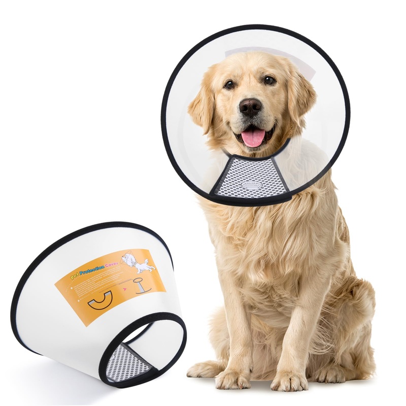 Inspack Cone for Dogs to Stop Licking, Alternative XL Ecollars for Large/Medium/Small Dog after Surgery, Pet Recovery Collars &Cones, Elizabethan E-Collar, Comfy Cat Head Neck Cone Collar, Comfortable Clear XXL (Fit 66-130 lb Dog)