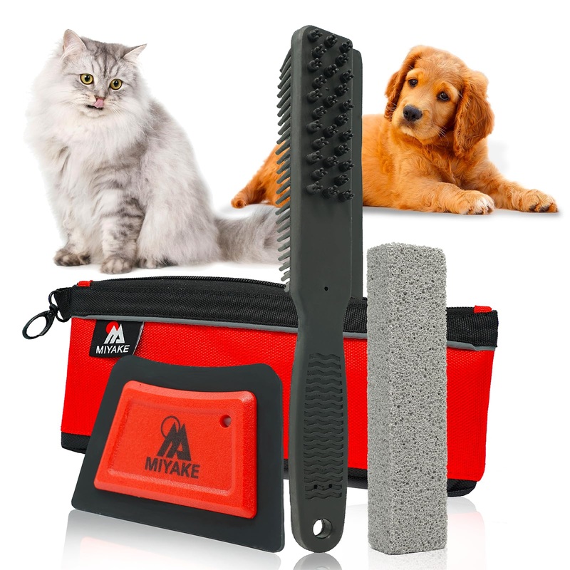 Miyake 3-in-1 Pet Hair Removal Tool Kit – Auto Detailing, Couch, Furniture, Lint & Carpet Cleaner, Cat and Dog Hair Remover Tool, Deep Cleaning Car Seat & Home Tools 3 in 1 Tool Kit