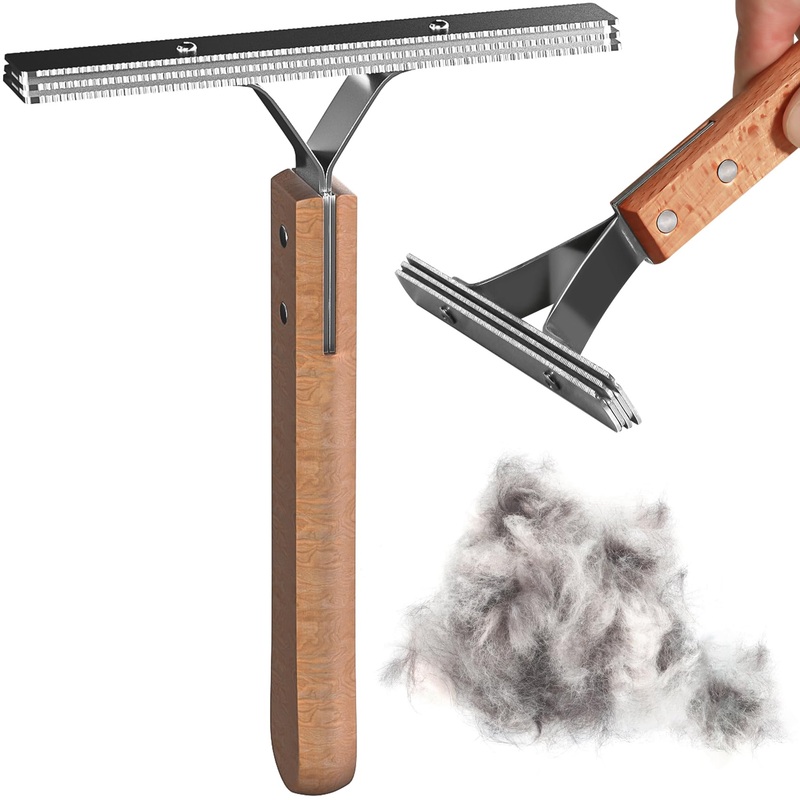 Pet Hair Remover – Dog Cat Hair Remover & Lint Cleaner Pro for Carpets, Couch, Clothes – Fur Removal Tool, Portable Carpet Scraper, Furniture Hairball Shaver Brush – Ideal Pet Hair Removal Tool (wood)