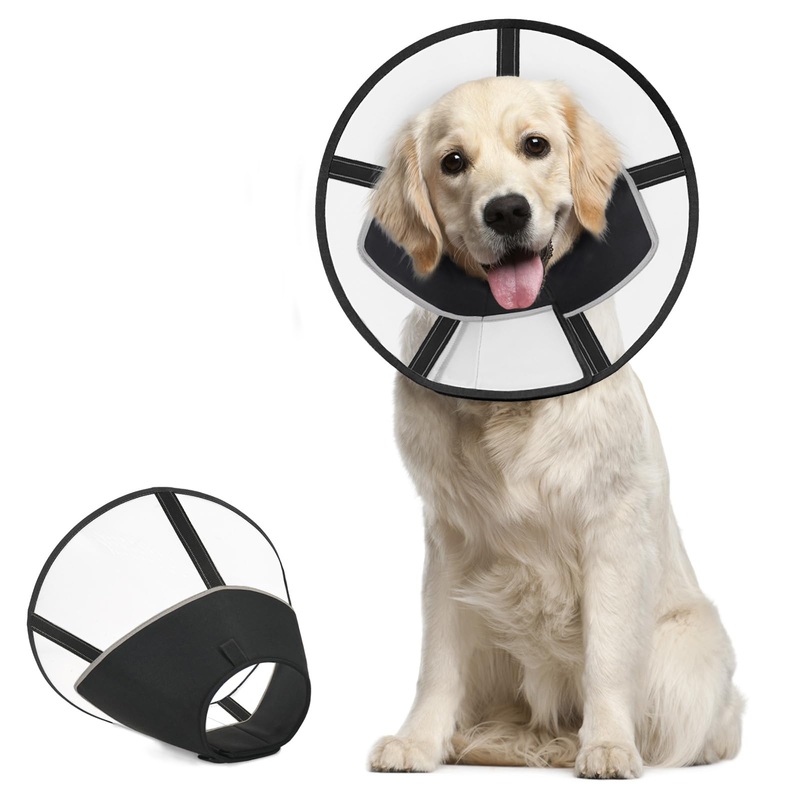 Supet Soft Dog Cone Collar for Large Medium Dogs, E Collar for Dogs After Surgery to Stop Licking, Comfortable Elizabethan Collar, Cone of Shame Alternative, Adjustable Pet Recovery Collar (M), black