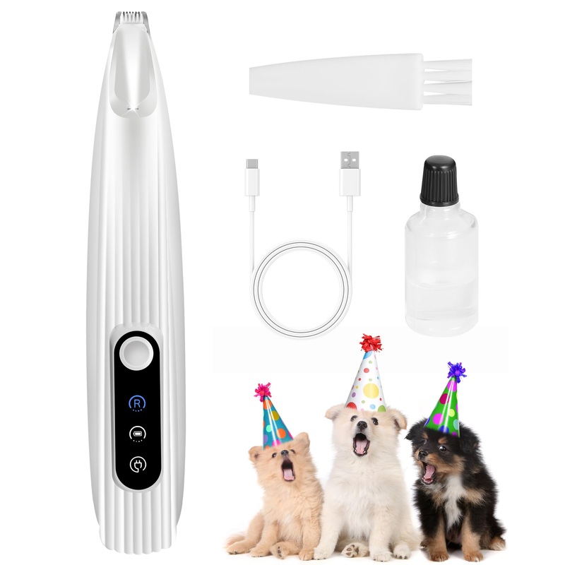 Upgraded Dog Paw Trimmer with LED Light, 9 mm Mini Blade (0.35 inches), Smart Display, Type-C Rechargeable Pet Clippers for Small Dogs Cats Trimming Paws, Eyes, Ears, Face, and Rump