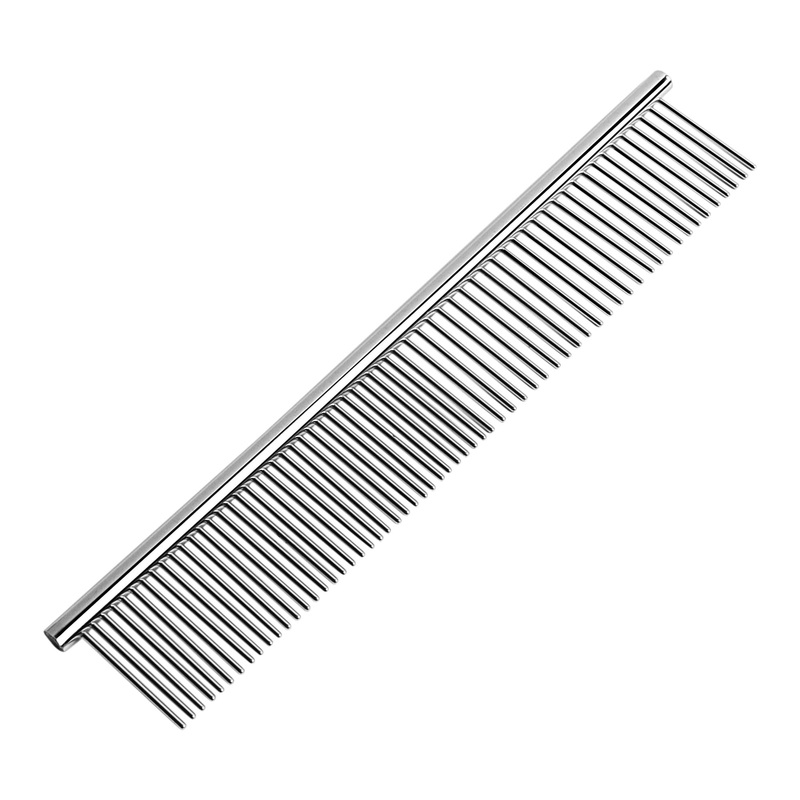 uxcell 1 Pack Dog Grooming Comb Metal Dog Comb for Removing Matted Fur Pet Dematting Comb with Rounded Teeth Prevents Tangles and Knots for Long and Short Haired Dogs Cats, 7.5IN