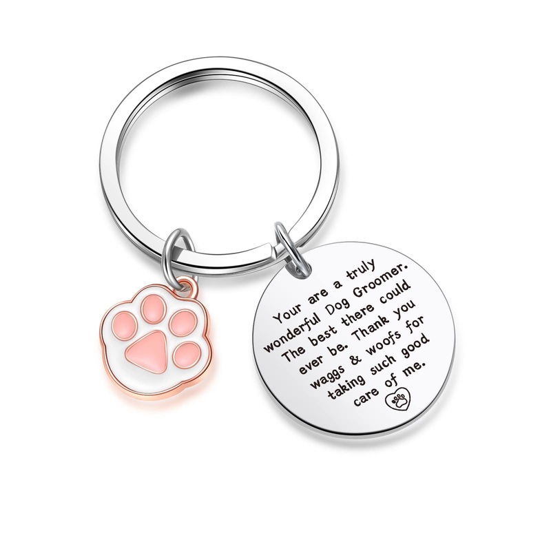 ZNOSVEI Dog Groomer Keychain Dog Groomer Inspirational Jewelry Dog Grooming Jewelry Dog Paw Prints Keychain 1 Standard