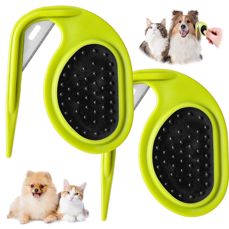 2 Pcs Pet Knot Opener Dog Grooming Splitter Tool Cat Knotting Cutter Comb Shedding Supplies with Anti-Slip Grip Gadgets for Caring Pet Hair Removing Tangles Salon Home