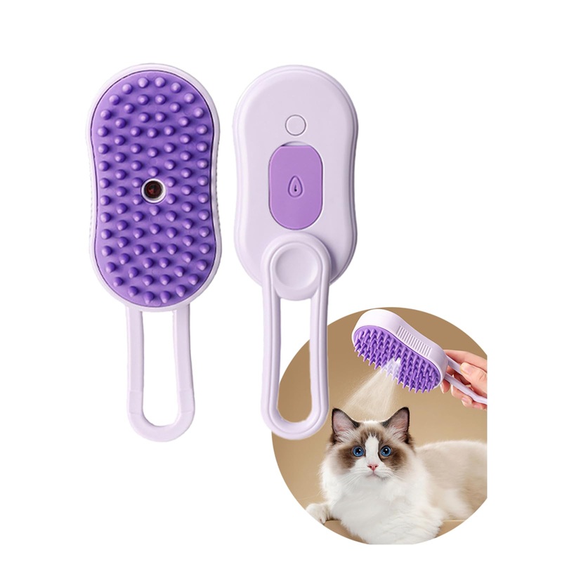 3 in 1 Cat Steam Brush for Shedding, Portable Anti-Static Grooming Comb for Cats & Dogs, Steam Misting Water Brush, Self-Cleaning Pet Hair Remover, Indoor Cat Spray Brushes for Cats & Dogs