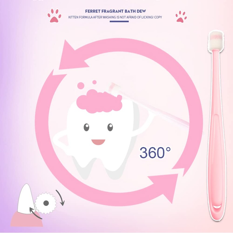 4 Pack Cat & Dog Toothbrush 360 Degree Cleaning Soft Bristled Brush Dental Care Protect Teeth Deep Pet Tooth Easy to Carry Cleaning Tools for Pet Cat Dogs (Pink+Green) Pink+green