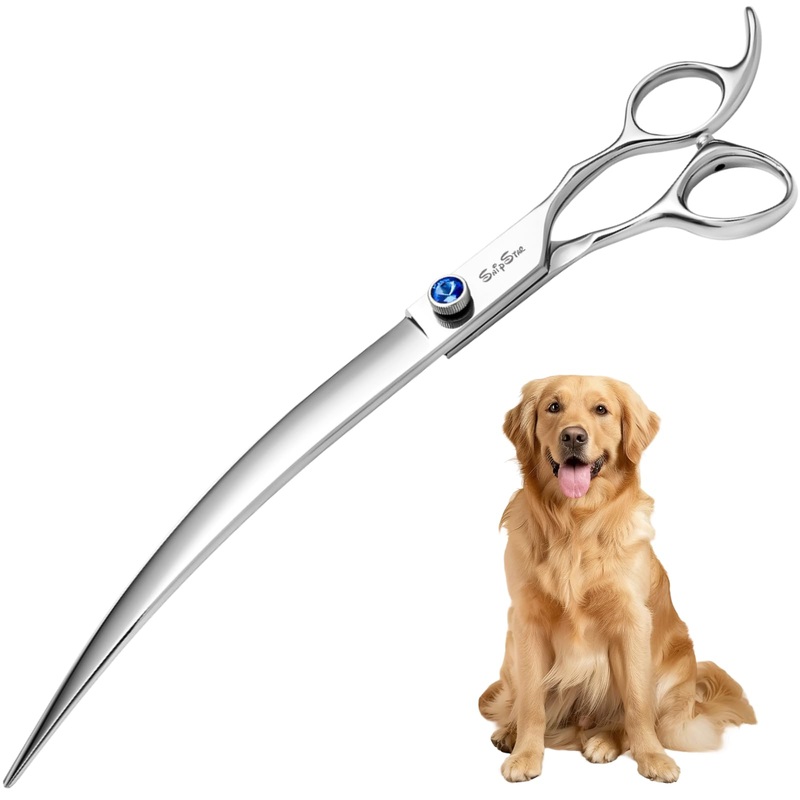 9 inch Curved Dog Grooming Scissors,30 Degree Bend,Sharp Grooming Cutting Scissors,VG10 Steel Pet Shears,Ergonomic Trimming Scissors,for Medium Large Dog Cat,Professional Groomer and Home Use 9 inch