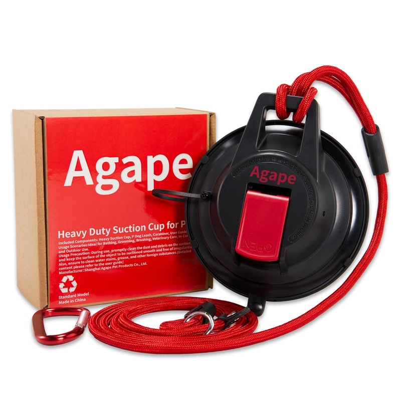 Agape Dog Heavy Duty Suction Cup with Bathing Tether, Withstand up to 180lbs, Pet Shower Accessories for Leash Large Dogs to Keep Them in Place, Cat Grooming Tub Restraint for Trimming, Blowing Enhanced