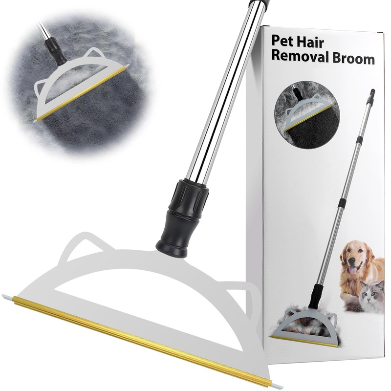 Carpet rake for pet Hair Removal 49Adjustable Long Handle Advanced Pet Hair Removal Tool Reusable Dog Cat Hair Remover,Pet Hair Removal Broom,Embedded Fur Removal from Low Pile Rugs Stairs