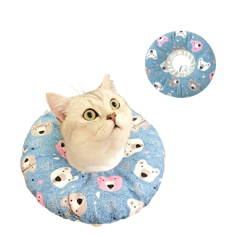 Cat Cone Collar Soft, Adjustable Soft Cone for Cats, Cat Recovery Collar After Surgery for Kittens, E-Collar Elizabethan Collar for Cats(Bear, M), Medium