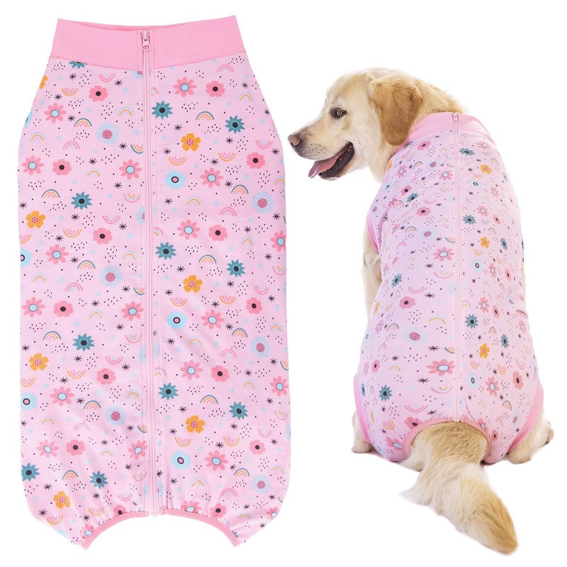 Dog Surgery Recovery Suit, Surgical Onesie After Surgery, Dog Shirt Protect Surgical Wound,Abdominal Wounds Protector,Soft Cotton Clothes for Female Male Dog(Pink flowers-3xl) 3XL pink
