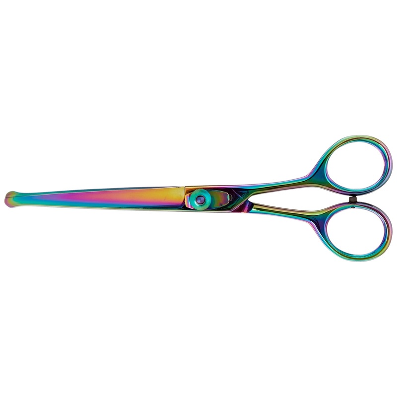 Genuine Japanese Stainless Steel Scissor 6-Inch Curved Blade Probe Tip Plasma Coated Semi-Convex Edge Japanese Stainless Steel Plasma Rainbow Finish Safety Tip Blade Curved Blade