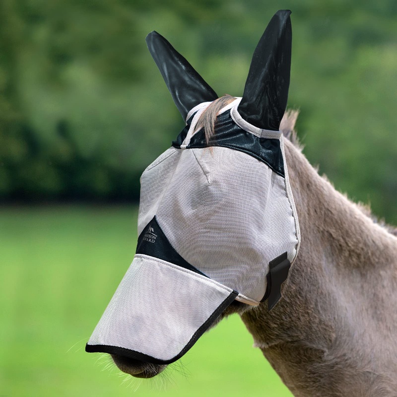 Harrison Howard Form fitting Advanced & Skin-Friendly Fabrics Mule Donkey Fly Mask Full Face Protection with Nose Cover Black L Full (Large)