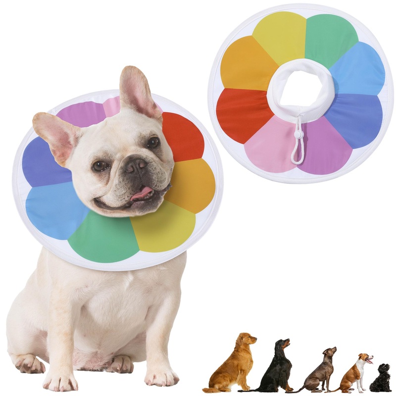 MABOZOO Waterproof Dog Cone, Colorful Flower Dog Cat Pet Cone Collar Recovery Collar for Dogs and Cats After Surgery, Lightweight Protective Collar E-Collar to Stop Licking (M) Medium