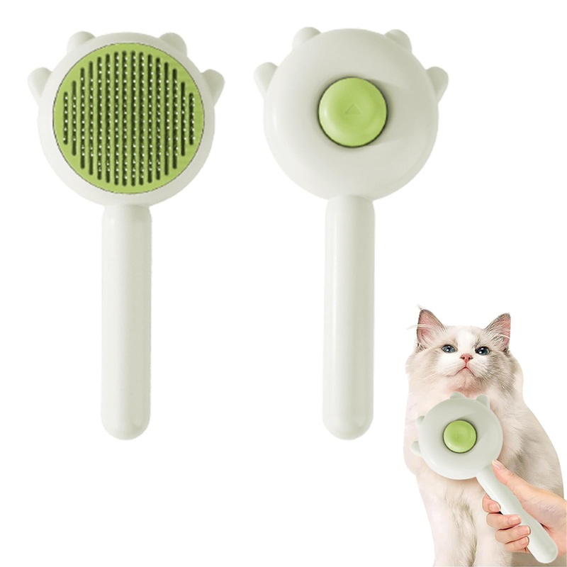 Magic Pet Comb, Pet Hair Cleaner Brush, Pet Grooming Brush with Release Button, Cat Brush for Shedding Long or Short Hair Cats Dogs Pet Massage Brushes (Green) Green