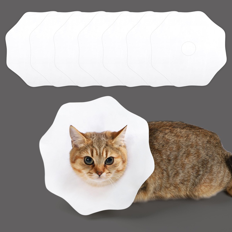 Paper Cat Cone Collar SoftWaterproof Cat Recovery CollarBite and Tear Resistant Elizabethan Circle, Disposable Cat Postoperative Circle (Pack of 7, Medium)