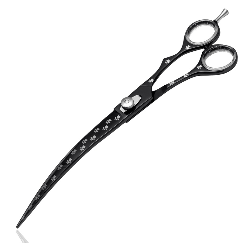 Pet Grooming Scissor Dog Blade scissor Pet Grooming Scissors Dog Hair Cutting Shears with Bag for Professional Right Hand Pet Groomer (Black Curved, 9.0″) Black Curved 9.0″