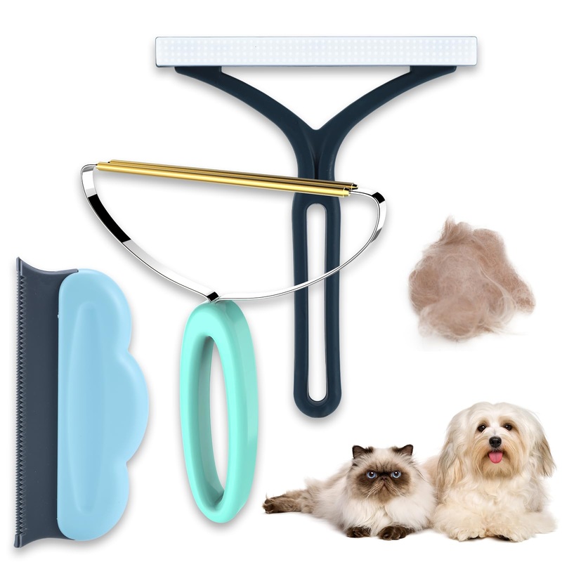 Pet Hair Remover – Cat Hair Remover – 3 PCS Special Dog Hair Remover Multi Fabric Edge and Carpet Scraper – Cat Hair Remover for Couch, Furniture Carpet, Car, Clothes & Bedding