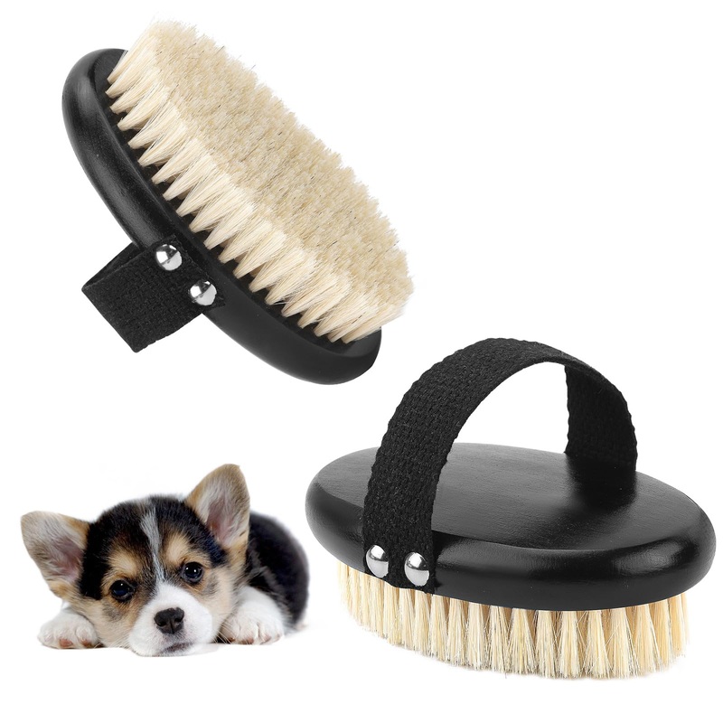 Pet Palm Brush for Dogs & Cats, Puppy Hand Brush for Massaging Grooming Shedding, Soft Bristle Kitten Brush Efficient Pet Loose Hair Remover Comb Supplies for Long and Short Hair Pets(Black) Black